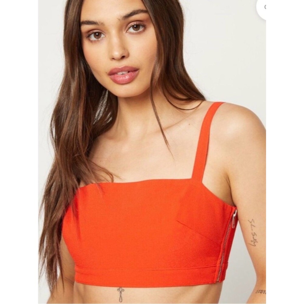 Flynn Skye Red Cropped Square-Neck Tank